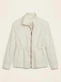 View large product image 3 of 3. Linen-Blend Utility Zip Jacket for Women
