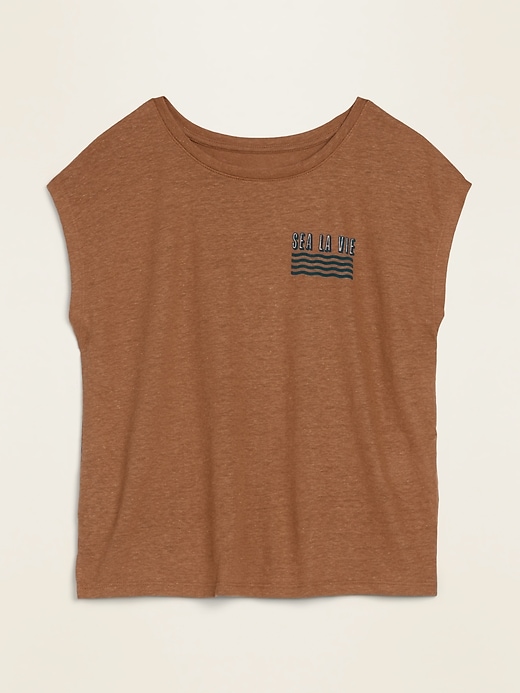 Image number 4 showing, Graphic Linen-Blend Muscle Tee
