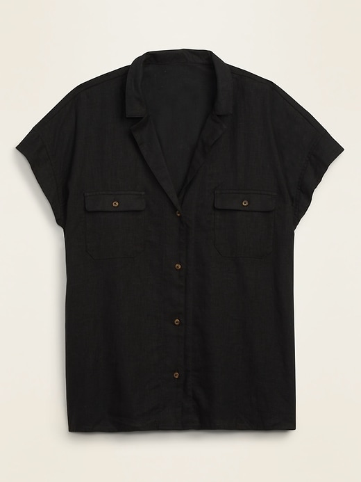 Linen-Blend Utility Short-Sleeve Shirt | Old Navy