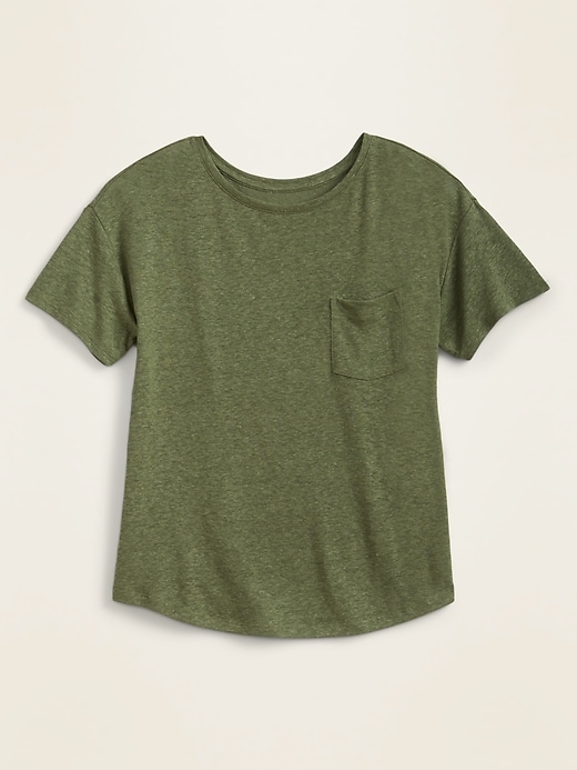 View large product image 2 of 2. Loose-Fit Linen-Blend Pocket Easy Tee for Women