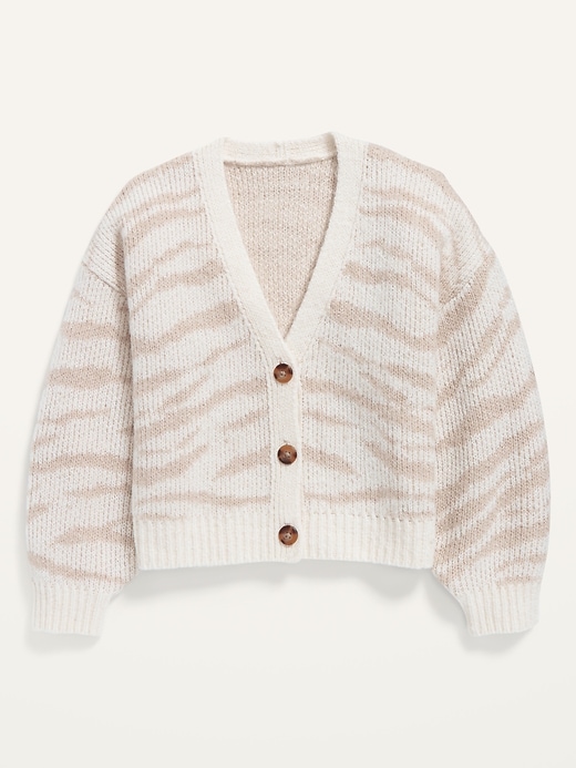 View large product image 1 of 2. Cropped Textured Jacquard Button-Front Cardigan Sweater for Girls