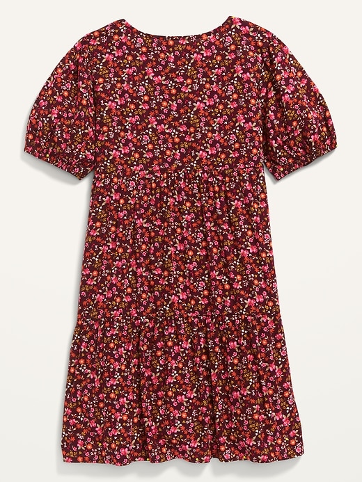 View large product image 2 of 2. Short Puff-Sleeve Tiered Midi Dress for Girls