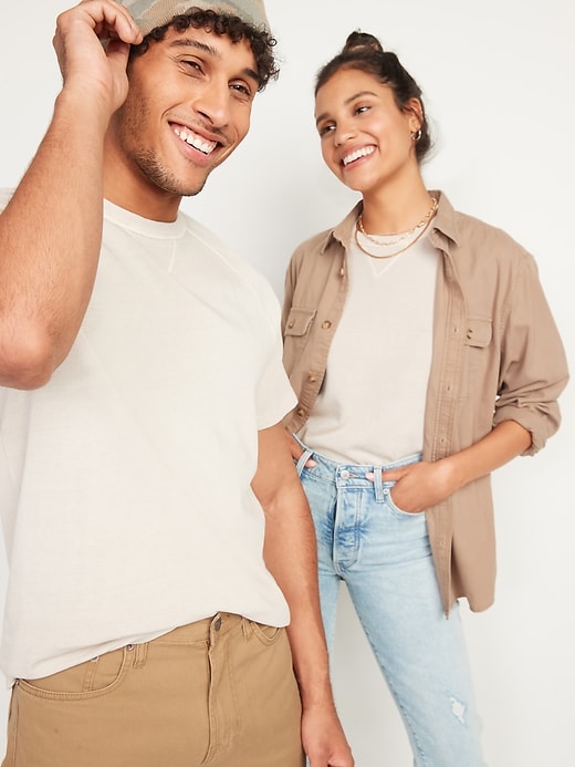 Old Navy Garment-Dyed Gender-Neutral Short-Sleeve Sweatshirt for Adults. 1