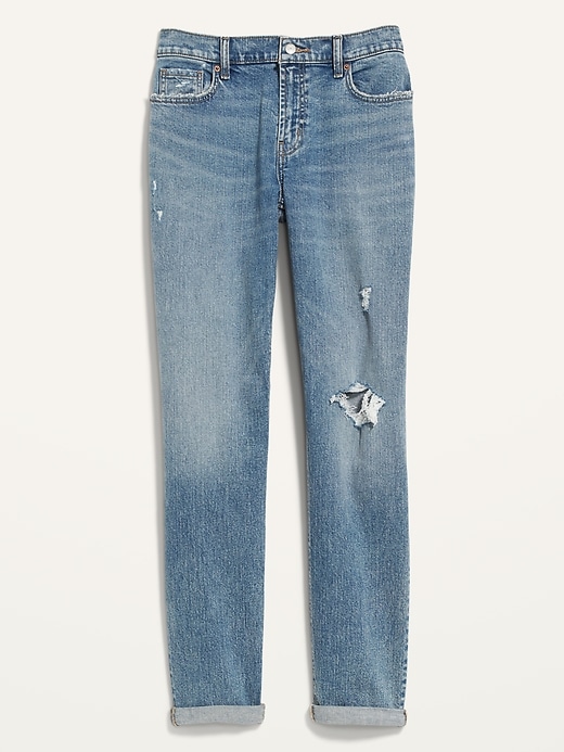 Image number 3 showing, Mid-Rise Boyfriend Straight Ripped Jeans for Women