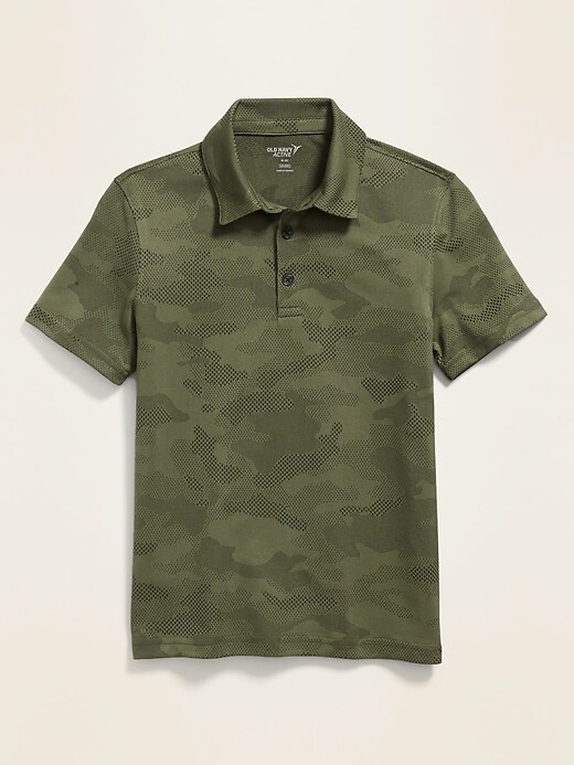 View large product image 1 of 1. Go-Dry Camo-Mesh Performance Polo For Boys