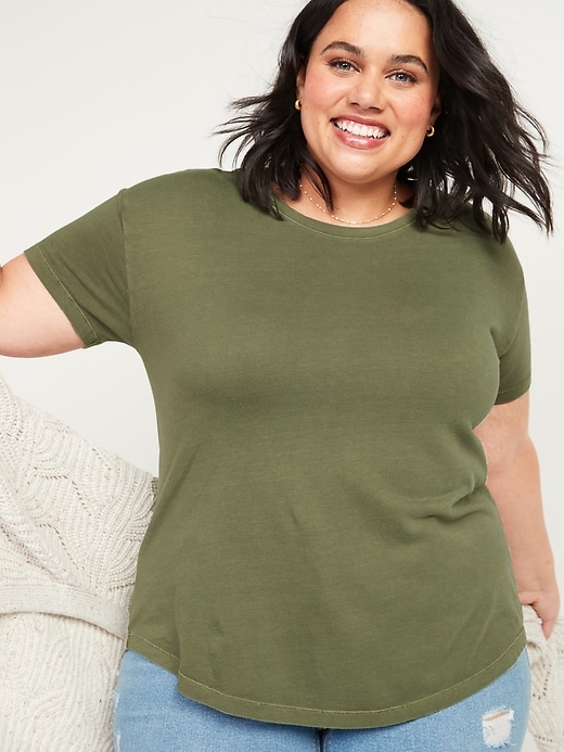 Image number 1 showing, Loose Garment-Dyed Plus-Size Easy Tee