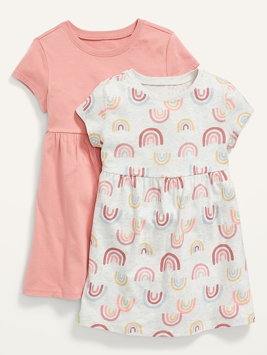 View large product image 1 of 2. 2-Pack Fit & Flare Short-Sleeve Jersey Dress for Toddler Girls