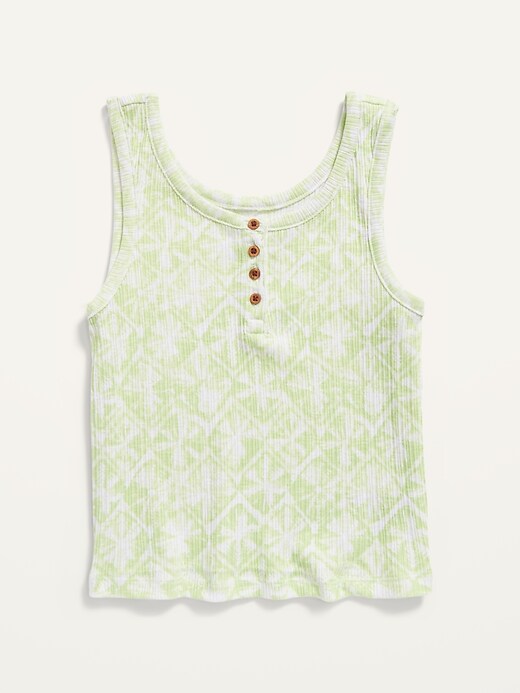 View large product image 1 of 1. Cropped Rib-Knit Henley Tank Top for Girls