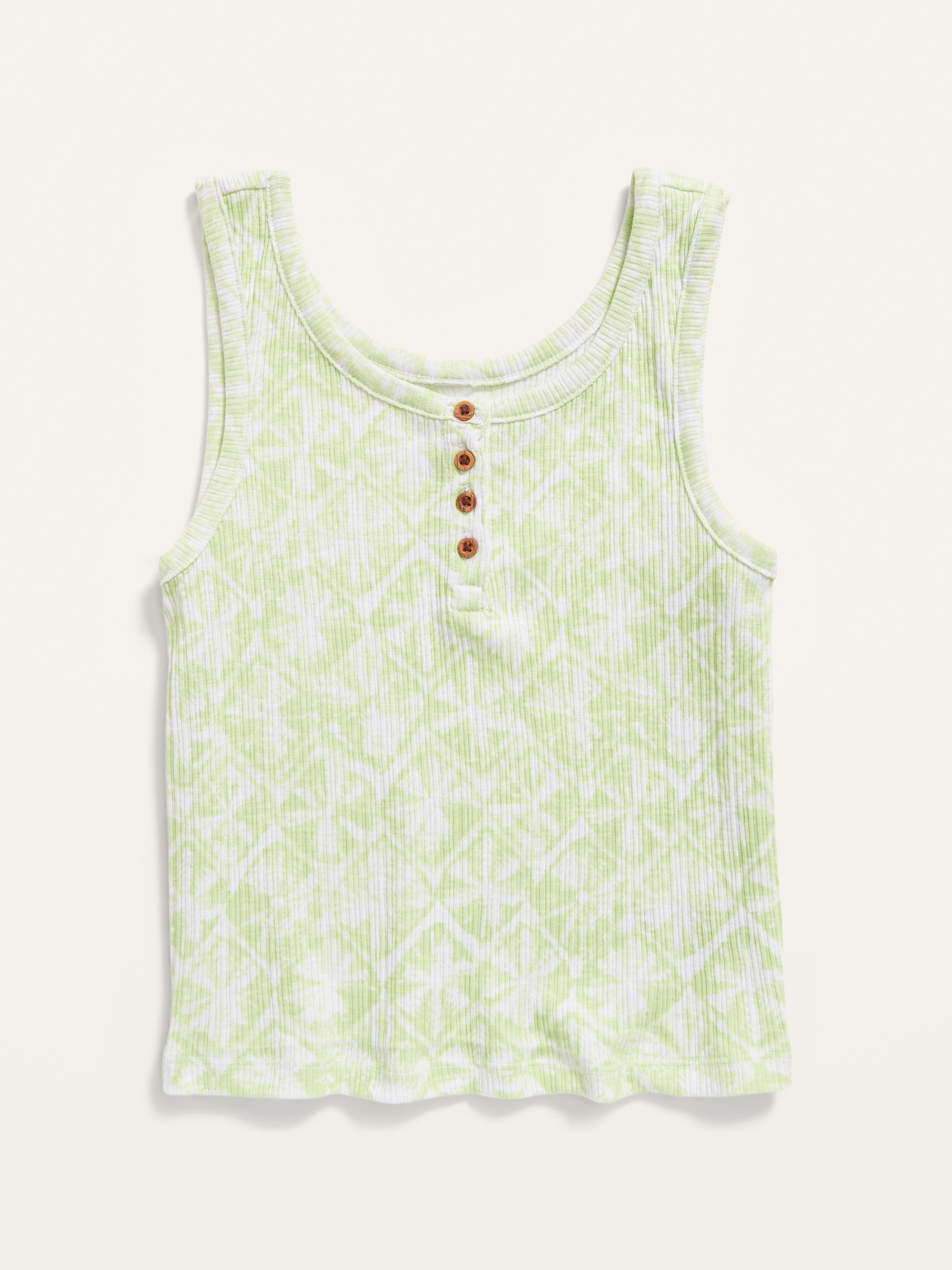 Cropped Rib-Knit Henley Tank Top for Girls