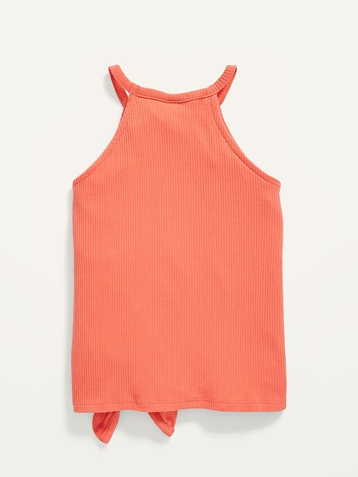 View large product image 2 of 2. Rib-Knit Tie-Front Halter Tank Top for Girls