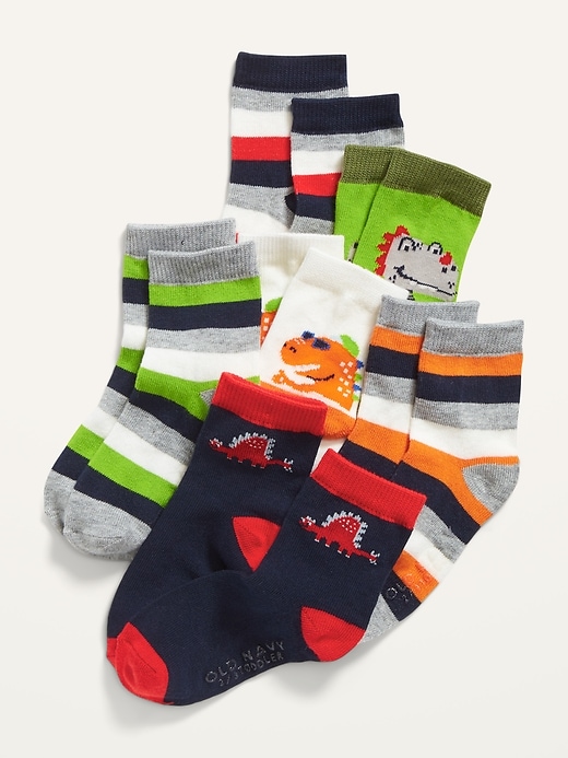 View large product image 1 of 1. Unisex 6-Pack Printed Crew Socks for Toddler & Baby
