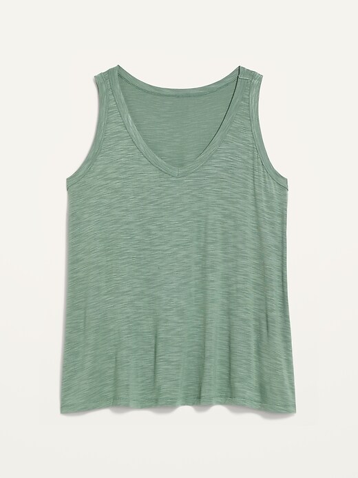 View large product image 1 of 1. Luxe Slub-Knit Plus-Size V-Neck Tank Top