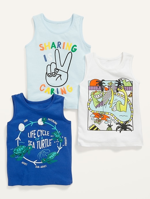 View large product image 1 of 1. Unisex Graphic Tank Top 3-Pack for Toddler