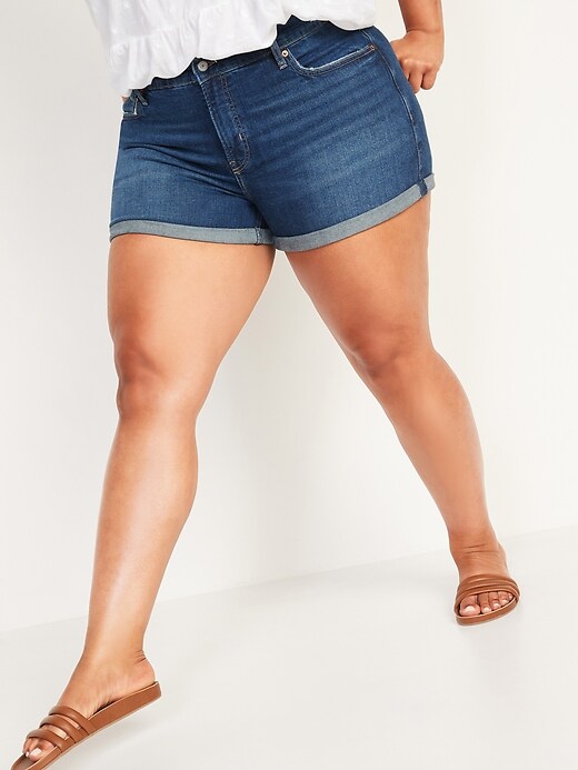 High-Waisted Secret-Slim Pockets O.G. Plus-Size Jean Shorts -- 3-inch inseam