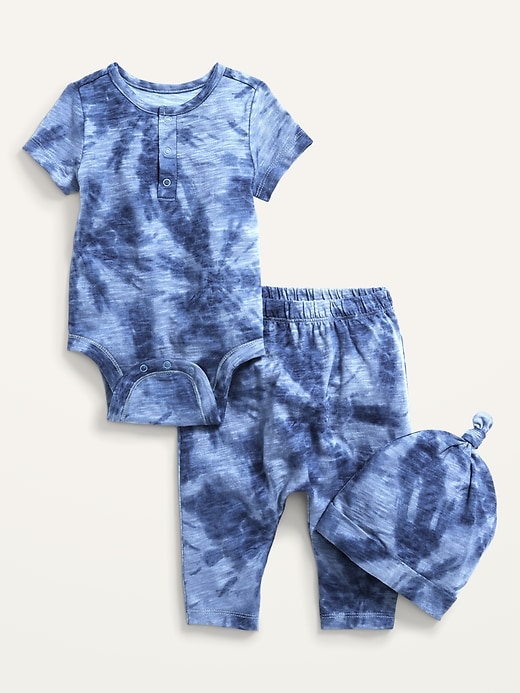 View large product image 1 of 3. 3-Piece Matching Tie-Dye Layette Set for Baby