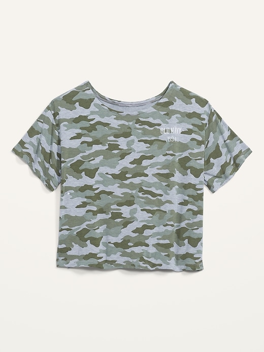 Old Navy Sunday Sleep Ultra-Soft Loose Camo Logo Crop T-Shirt for Women. 1