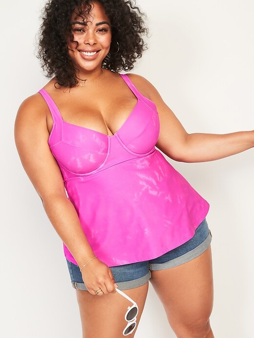 Image number 3 showing, Wide-Strap Underwire Plus-Size Tankini Swim Top
