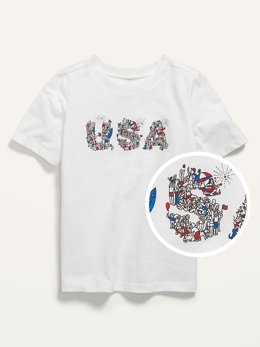 View large product image 1 of 2. Unisex Matching Graphic "USA" T-Shirt for Toddler