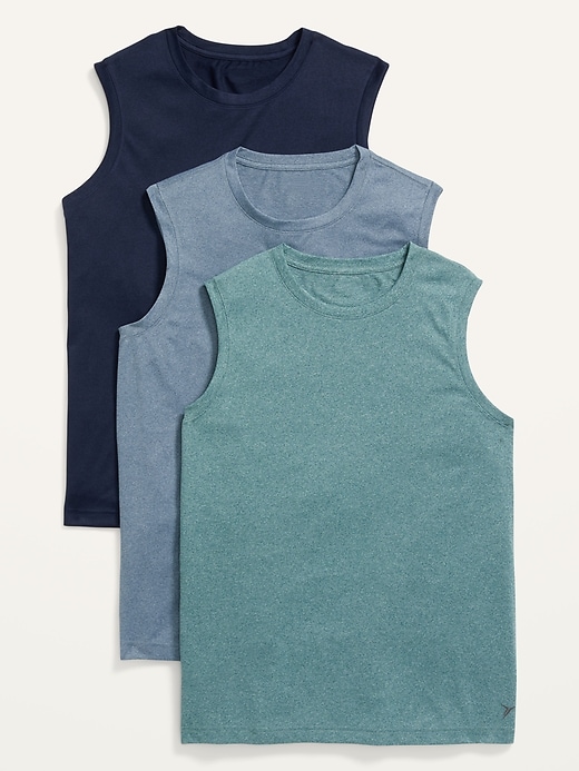 View large product image 1 of 3. Sleeveless Go-Dry Cool Odor-Control Performance Core T-Shirt 3-Pack