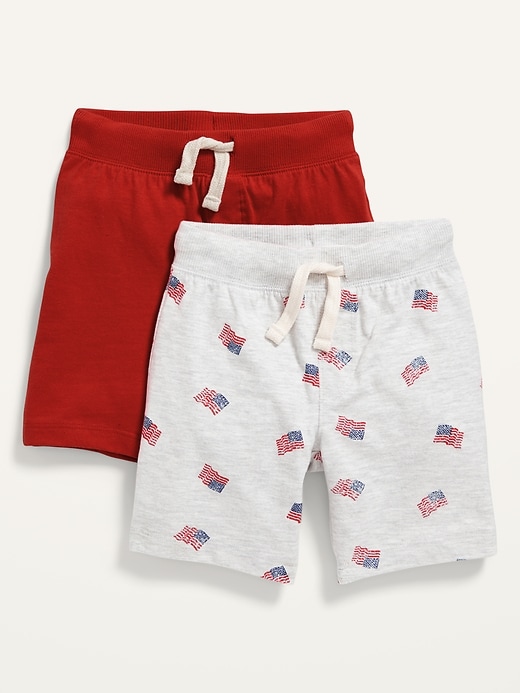 View large product image 1 of 2. Unisex 2-Pack Functional-Drawstring Jersey Shorts for Toddler
