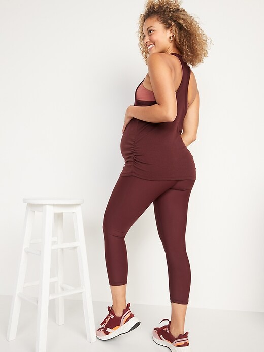 Image number 5 showing, Maternity Full Panel PowerSoft Crop Leggings