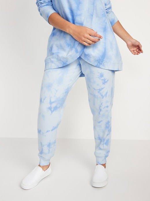 Image number 1 showing, Maternity Rollover-Waist Tie-Dye Jogger Sweatpants