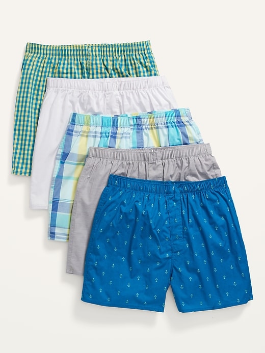 5-Pack Old Navy Men's Soft-Washed Boxer Shorts (Blues/Greens/Grays)