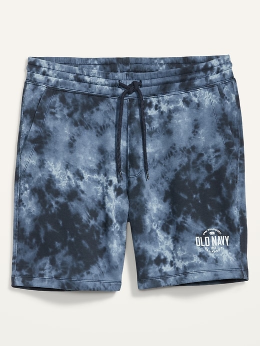 View large product image 2 of 2. Vintage Tie-Dye Gender-Neutral Logo Jogger Shorts for Adults -- 7.5-inch inseam