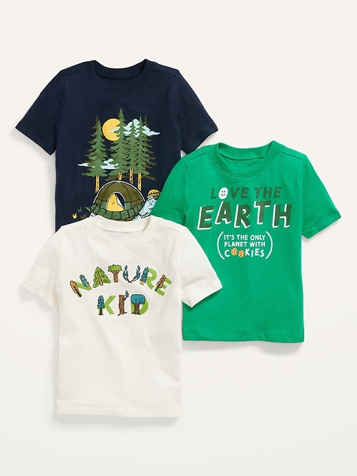 View large product image 1 of 2. 3-Pack Unisex Short-Sleeve Graphic T-Shirt for Toddler