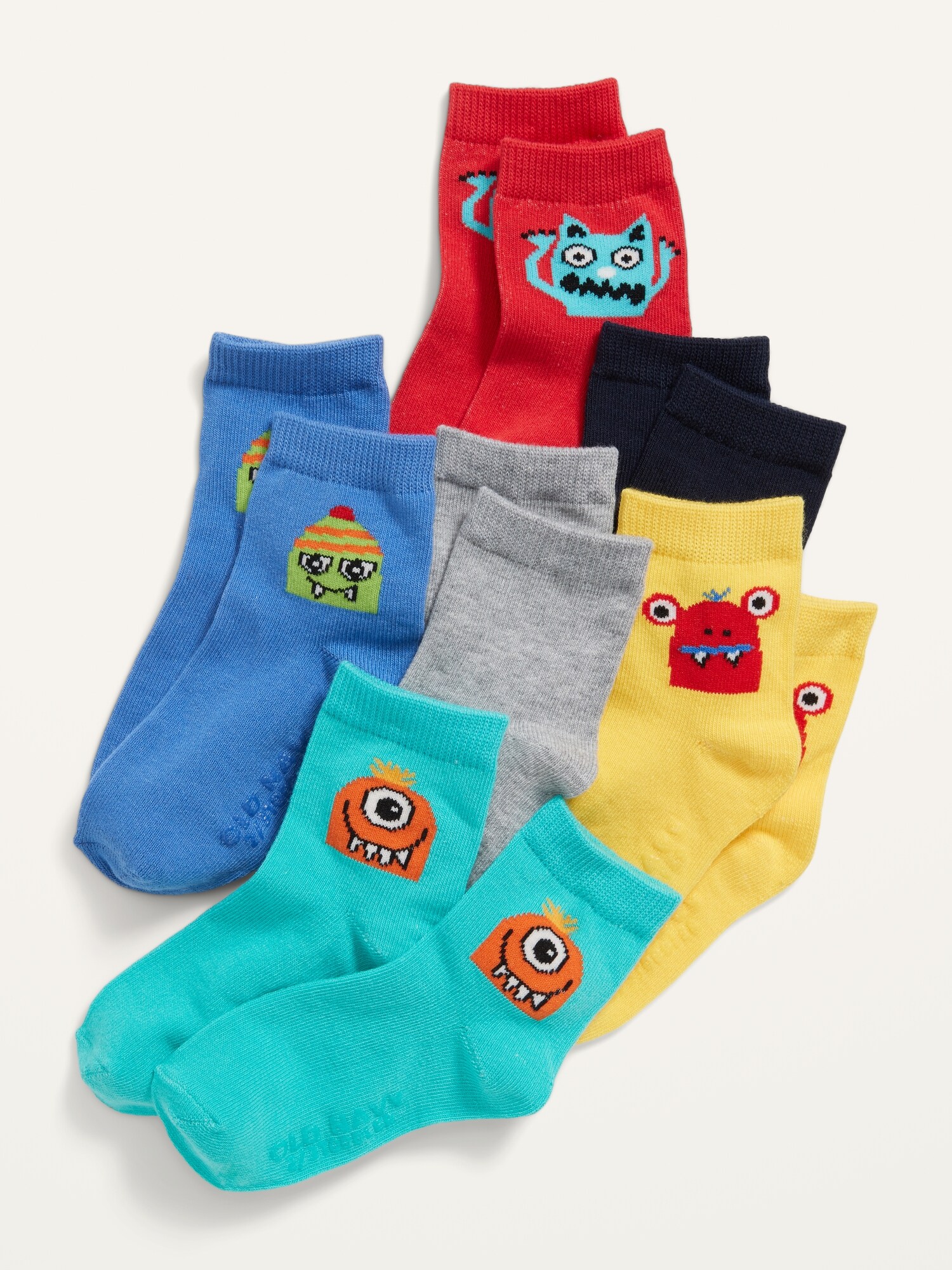 Unisex 6-Pack Printed Crew Socks for Toddler & Baby