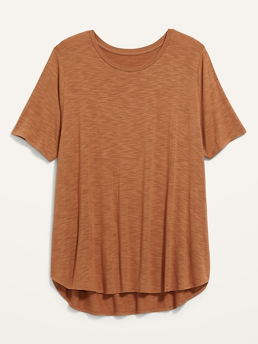 View large product image 1 of 1. Luxe Slub-Knit Plus-Size Elbow-Sleeve Tunic Tee