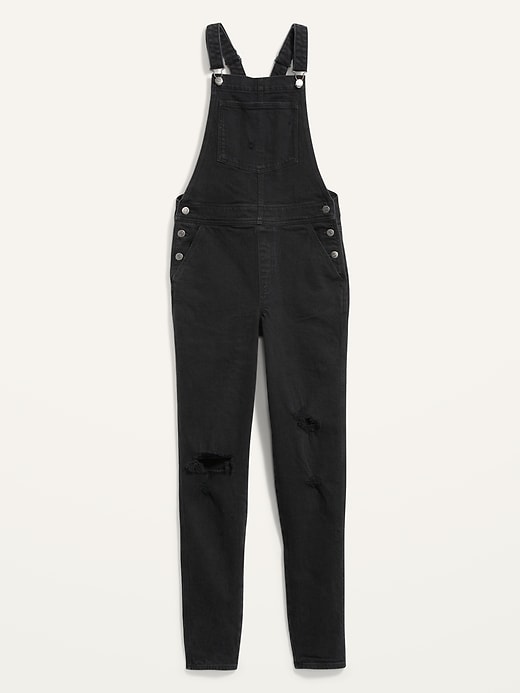 Image number 4 showing, O.G. Straight Black Ripped Jean Overalls for Women