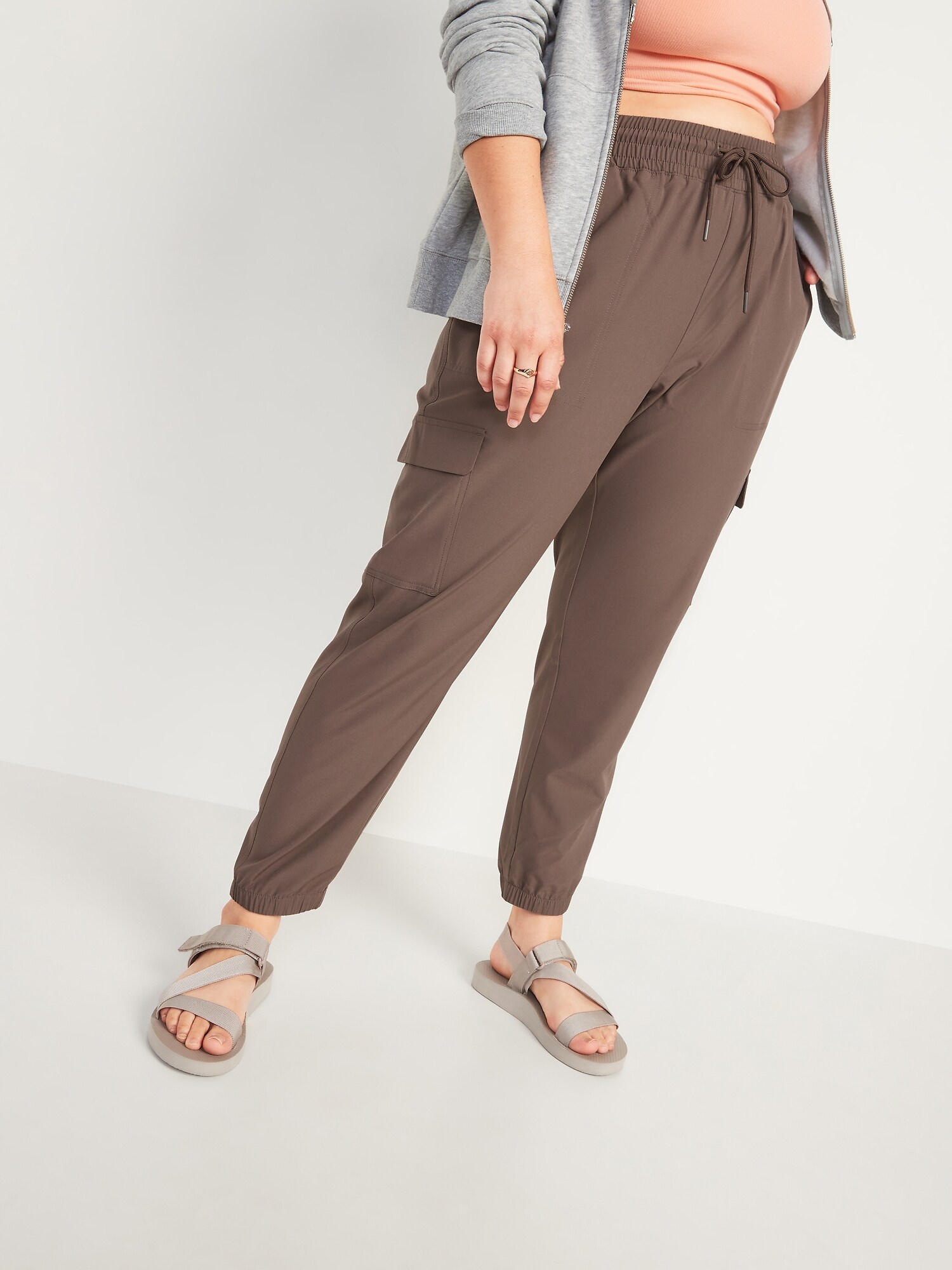 high waisted stretchtech cargo jogger pants for women