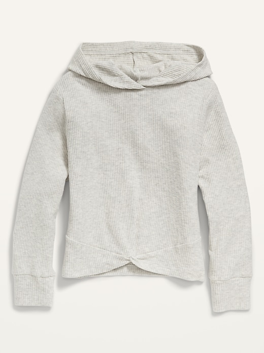 View large product image 1 of 1. Cozy Rib-Knit Twist-Hem Pullover Hoodie for Girls