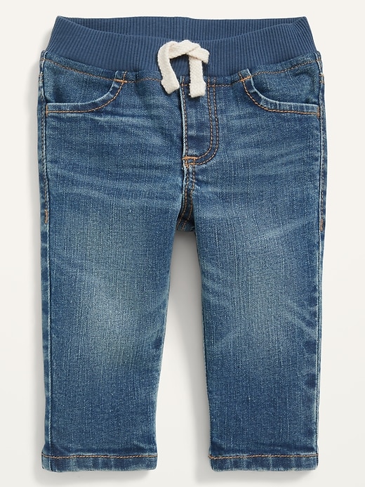 View large product image 1 of 2. Unisex Rib-Knit-Waist Medium-Wash Pull-On Skinny Jeans for Baby