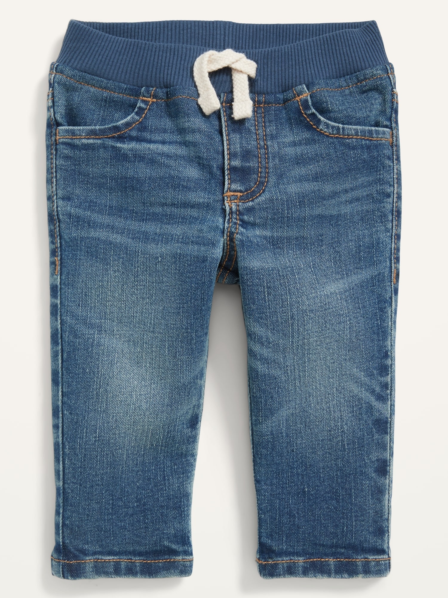 Unisex Rib-Knit-Waist Medium-Wash Pull-On Skinny Jeans for Baby | Old Navy