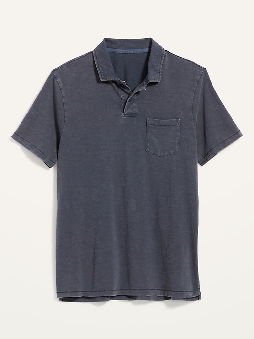 View large product image 2 of 2. Vintage Garment-Dyed Slub-Knit Polo Shirt