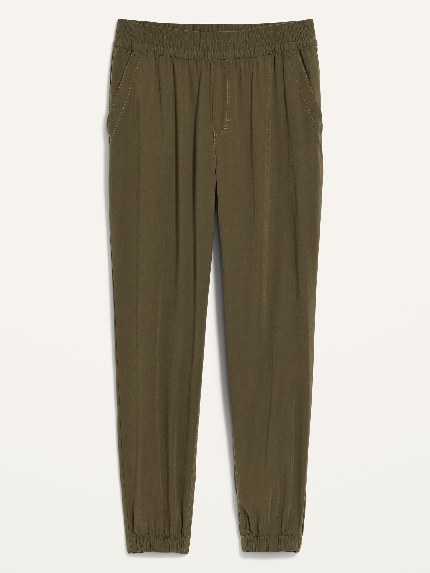 High-Waisted Twill Jogger Pants for Women