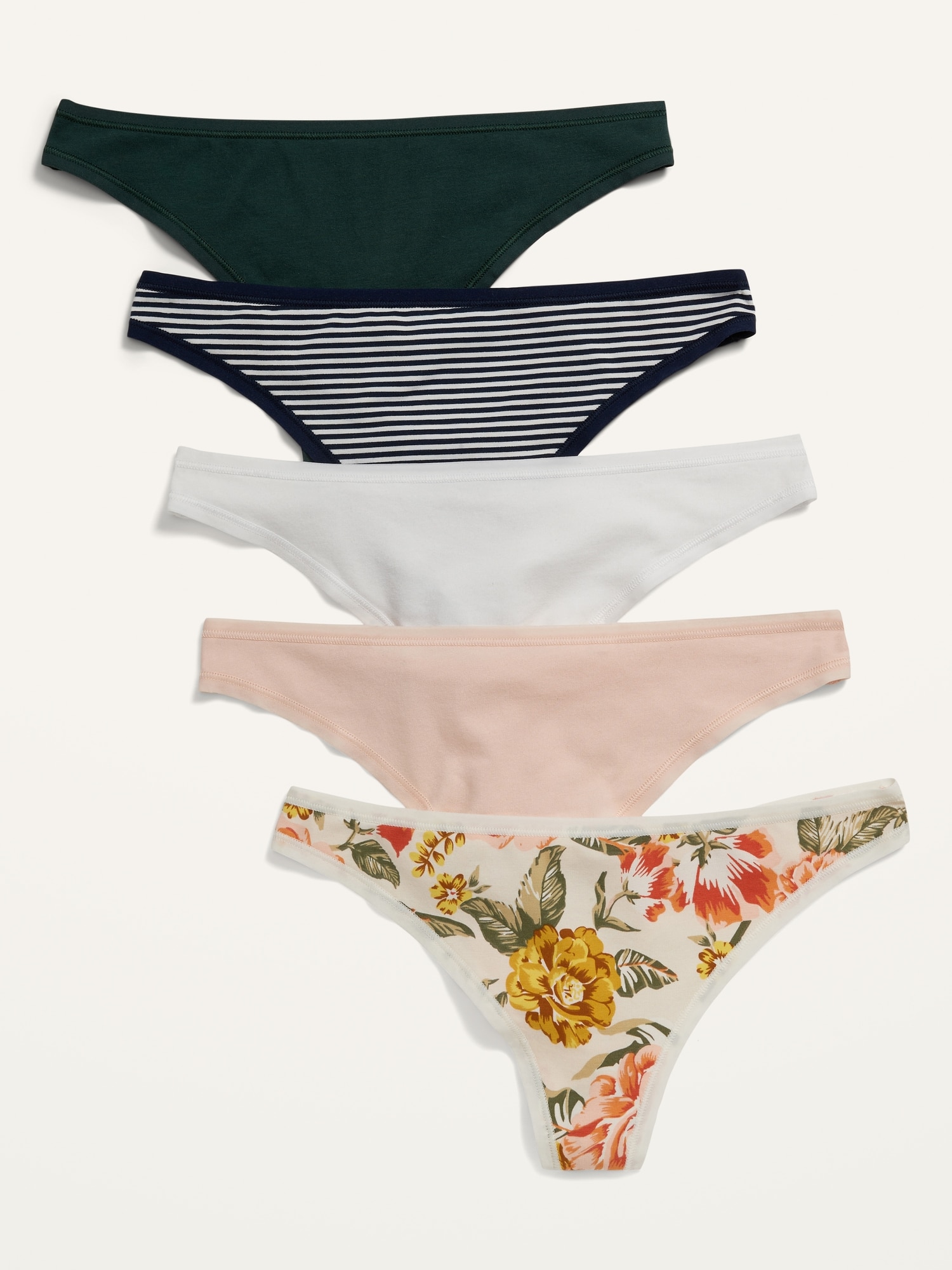5 Pack Women's Thongs Bikini Underwear Briefs Loose Fit Panties