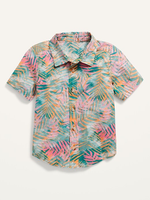 View large product image 1 of 1. Printed Built-In Flex Short-Sleeve Shirt for Toddler Boys