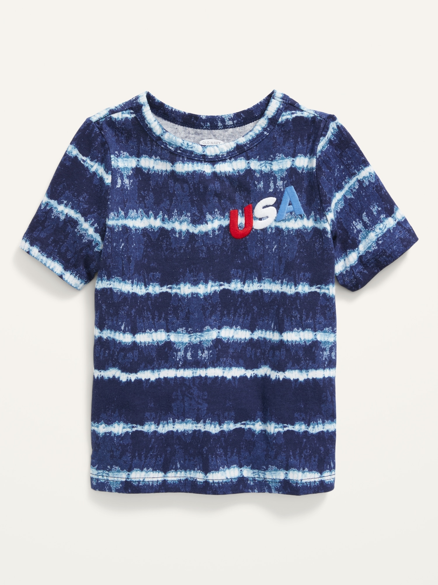 Americana Short-Sleeve Tie-Dye Stripe Tee for Toddler Boys
