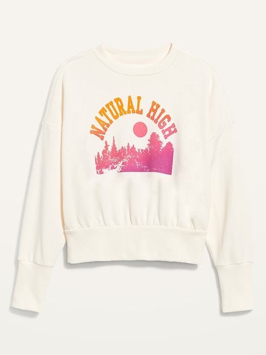 Image number 4 showing, Loose Crew-Neck Cropped Sweatshirt for Women