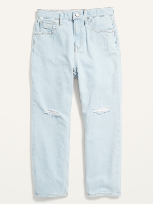 View large product image 1 of 2. High-Waisted  Slouchy Straight Light-Wash Ripped Jeans for Girls