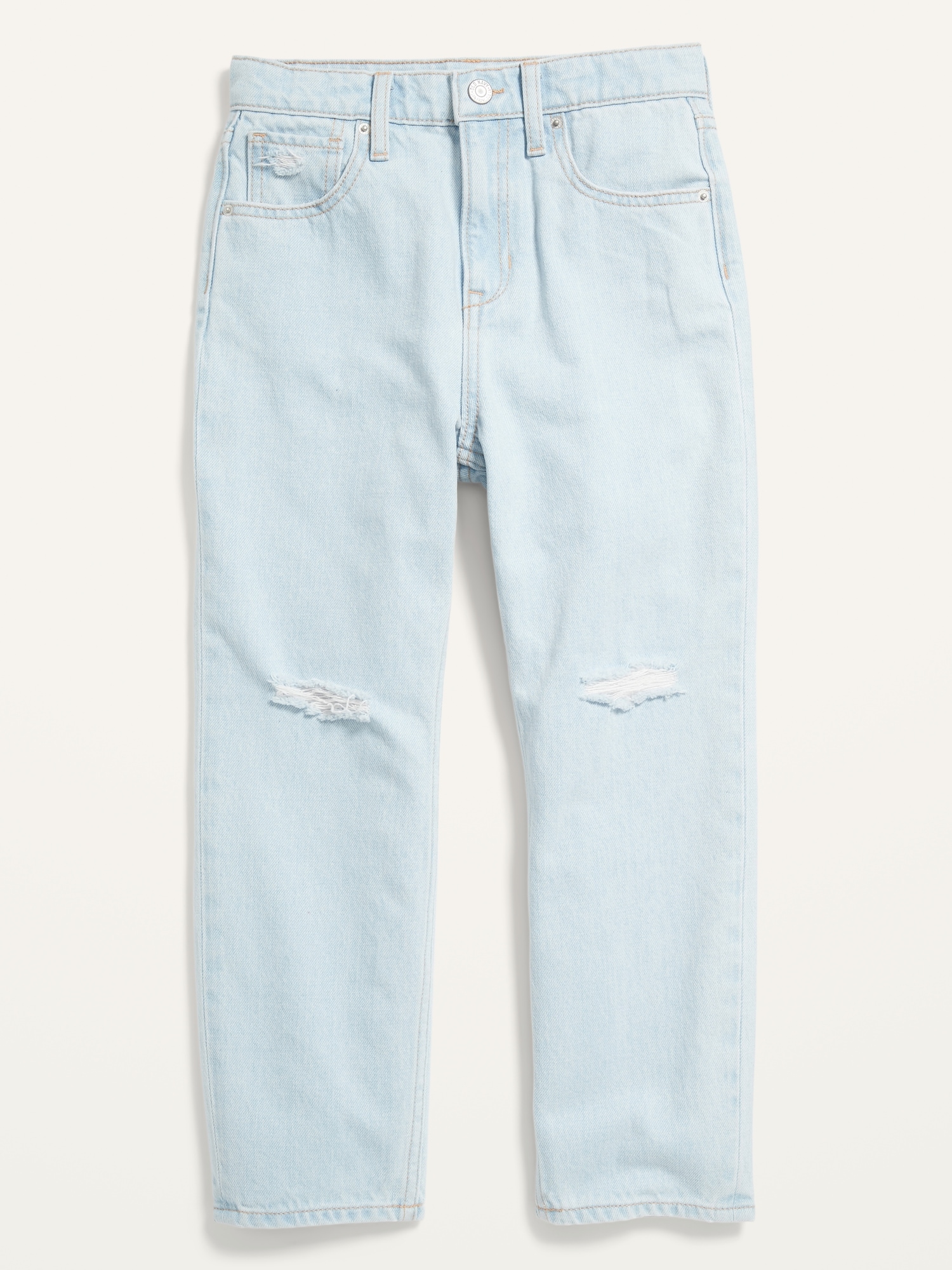 Old Navy High-Waisted Slouchy Straight Light-Wash Ripped Jeans for Girls blue. 1