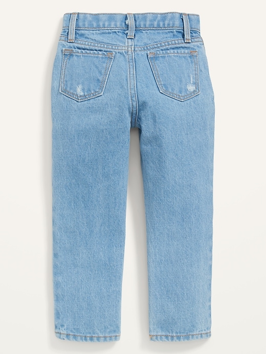 View large product image 2 of 2. Unisex High-Waisted Slouchy Straight Light-Wash Ripped Jeans for Toddler