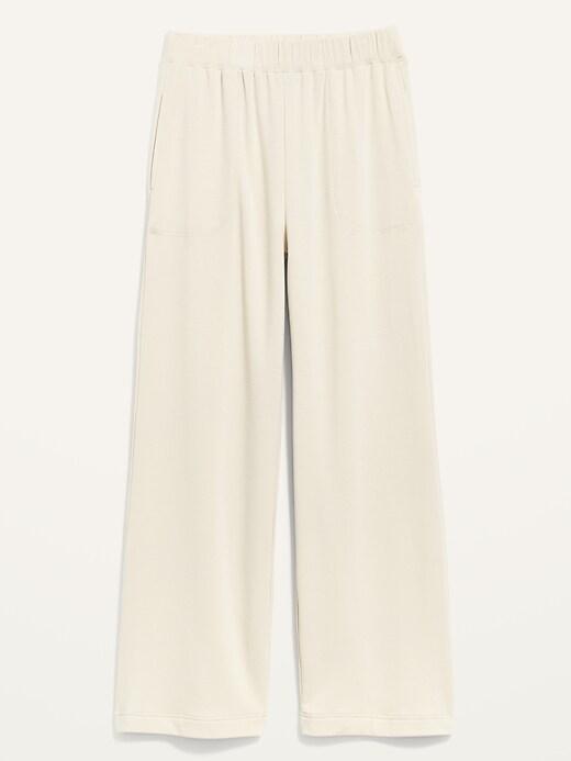 Image number 4 showing, High-Waisted Cozy-Knit Wide-Leg Pajama Pants