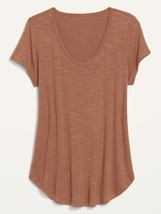 Image number 4 showing, Luxe Slub-Knit Voop-Neck Tunic T-Shirt for Women