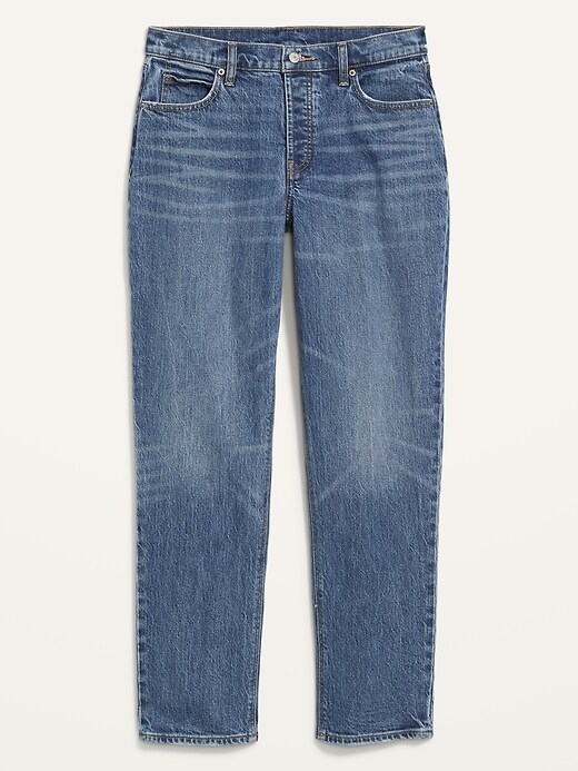 Image number 4 showing, High-Waisted Button-Fly Slouchy Straight Jeans for Women