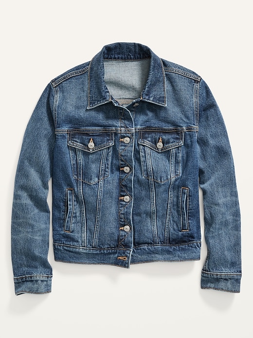Image number 4 showing, Classic Medium-Wash Jean Jacket for Women