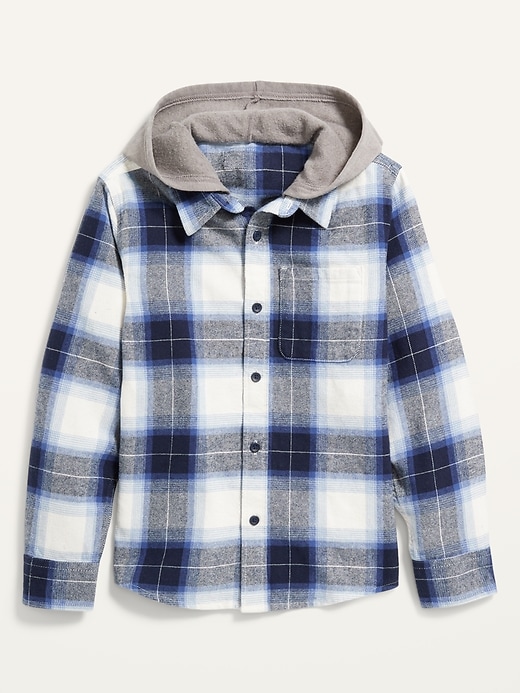 View large product image 1 of 1. Flannel Hoodie Pocket Shirt For Boys